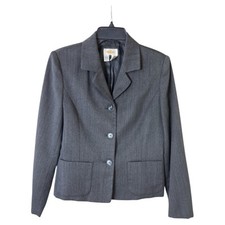 Talbots Women  s SZ 4 Gray Wool 3 Button 2 Piece Pant Suit CAREER