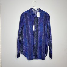 Robert Graham Pitch Shirt 1XLT DXL Flip Cuff Blue Floral Paisley NWT MSRP 150