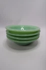 Fire-King Jadeite Rimmed Soup Cereal Bowls Set 4 Anchor Hocking 6" Vtg Green C29