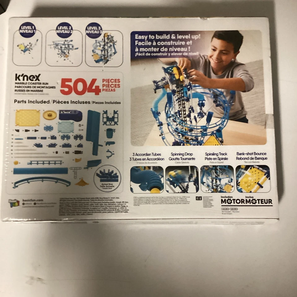 K'NEX Marble Coaster Run Motor Set 504 Peças Jogo de Labirinto de Mármore Selado/Desgaste na Caixa - Imagem 2 de 3