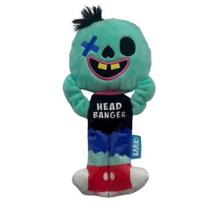 Bark Box Head Banger Zombie Plush Squeaky Dog Toy Teal Monster 217595