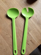 Fackelmann Salatbesteck 30 cm Kunstsoff Gr&uuml;n Salat Gabel L&ouml;ffel Besteck TROPICAL