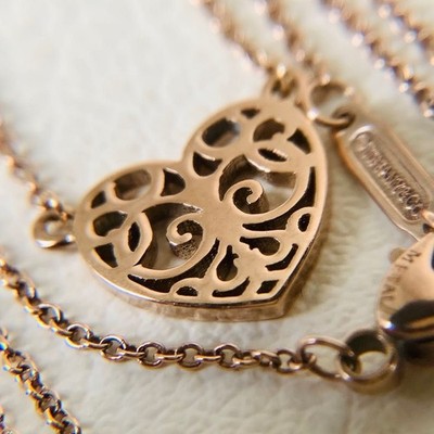 TIFFANY & Co. Enchant Heart Necklace Metal Pink Gold Rose Jewelry Pendant Used