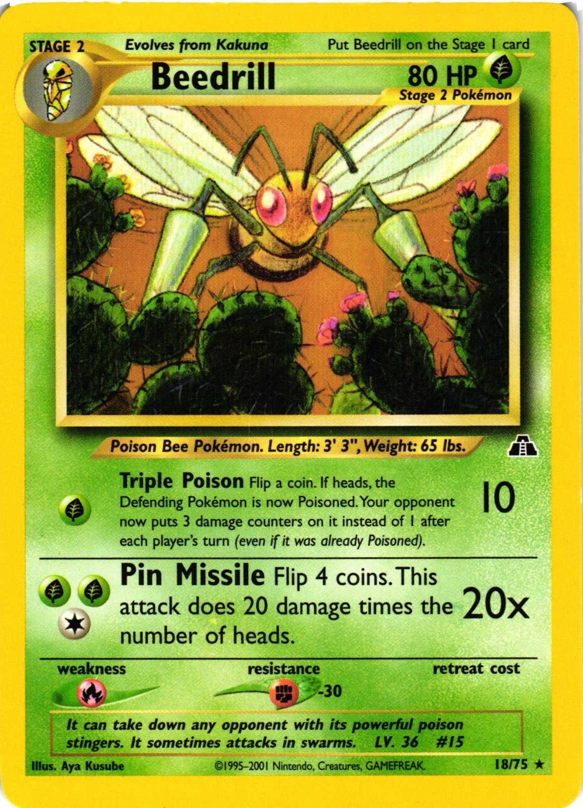 Pokémon TCG Beedrill Neo Discovery 18/75 Unlimited Rare Vintage LP