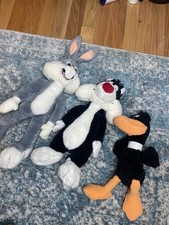 Lot Of Three Vintage Warner Bros Character Plush Bugs Bunny Daffy Duck Sylvester