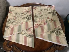 Waverly Forever Yours Valance 52 X 14" Floral Stripes Layered Lined Pair Turkey