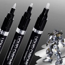 3PK Liquid Chrome Markers Permanent Mirror Pens for Plastic Metal Model Painting