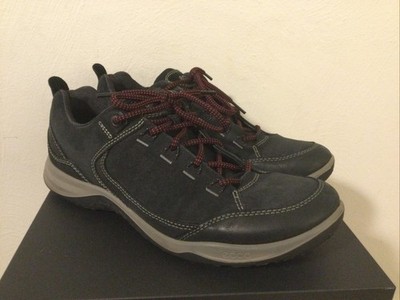 ECCO Black Suede Receptor Lite Tech Trail Hiking Shoes Lace Up Men s Size 8