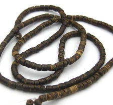 5 Strands of 22" Natural Dark Coconut Heishi Beads 4mm Jewelry Making