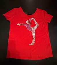Justice Girls Size 6 Red Short Sleeve Gymnastics T-Shirt