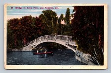 Vintage Echo Park Bridge Postcard Los Angeles California Scenic View