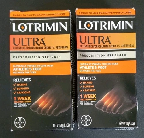 2 BOXES Lotrimin Ultra 1 Week Treatment Antifungal Cream 1.1oz Each Exp 6/27+