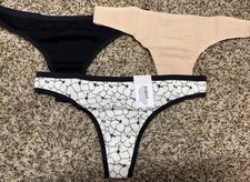Auden Neutrals Women's 3 Pack Cotton Thong. Size: Small.