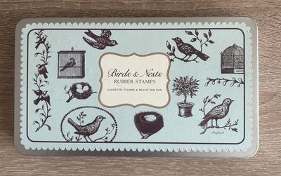 CAVALLINI & CO - GUMMISTEMPELSET & TINTE - VÖGEL & NESTER - STEMPEL NEU & VERSIEGELT