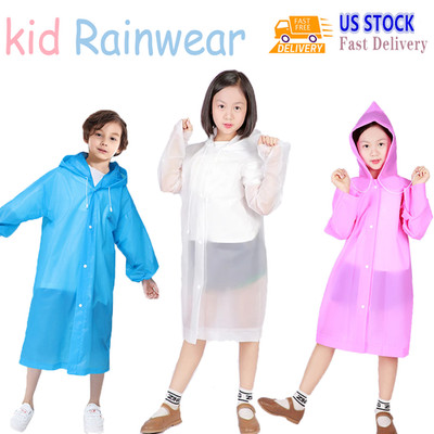 Kid Rain Coat Children Hooded Rainwear Jacket Watterproof Poncho Camping Outdoor
