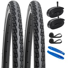 2-PCS 26x1 3/8 (37-590) Road Bike Tires and 26x1 3/8 Bike Tubes Schrader