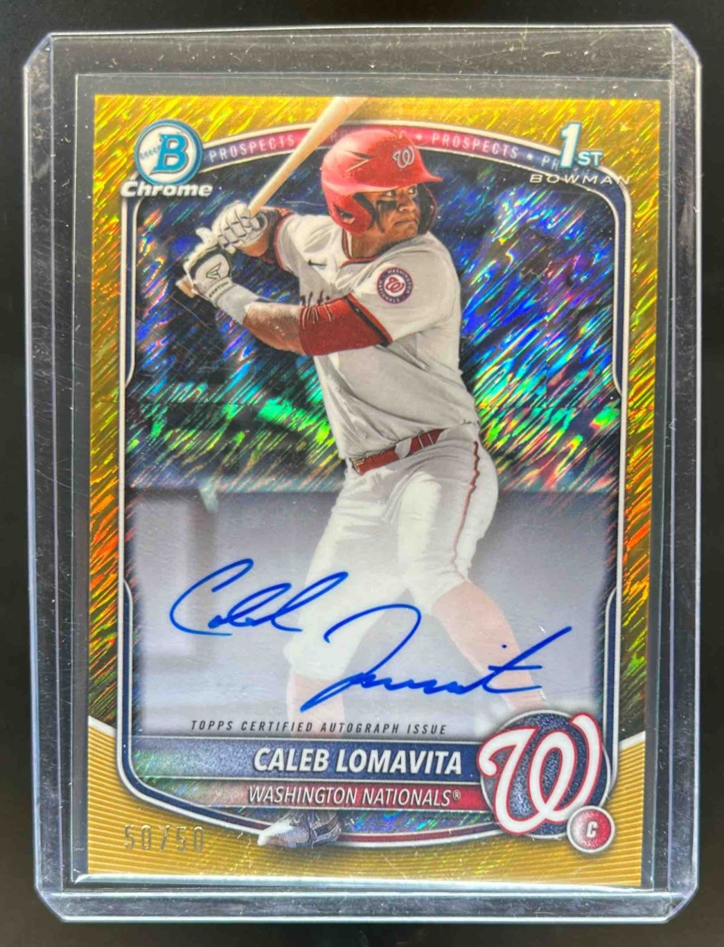 2025 Bowman Caleb Lomavita Chrome Auto Gold Shimmer Refractor 1st #50/50