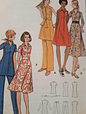 Butterick 6098 Dress Tunic Top Pants Sewing Pattern Ladies 8 VTG 70's UC A Line