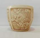 Weller Jardiniere 5 1/2 Inch Clinton Ivory Planter Pottery Raised Floral Antique