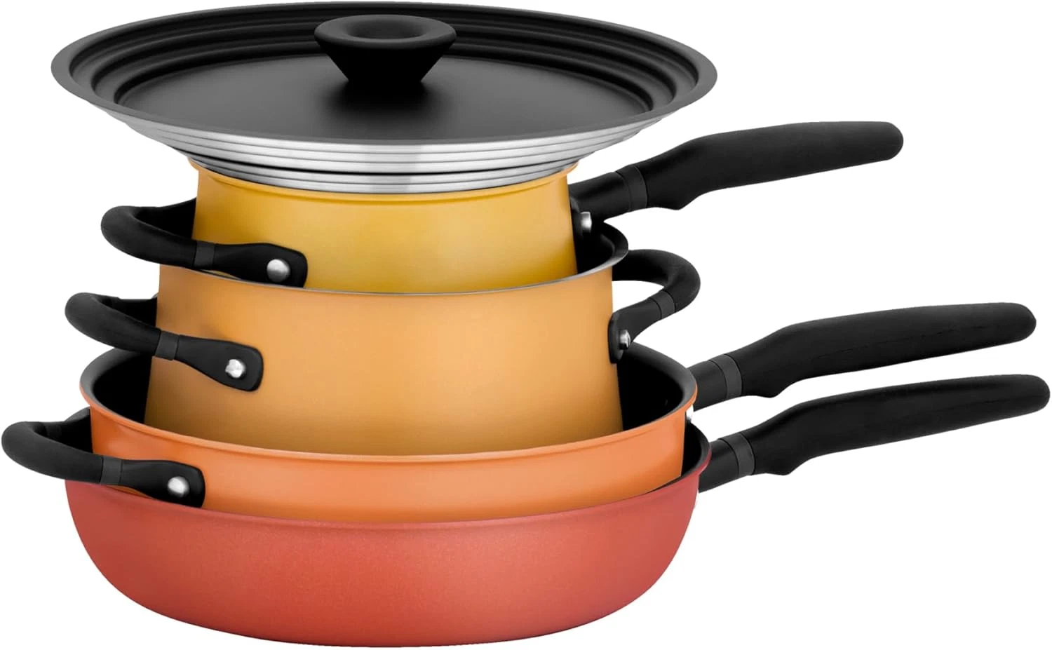 6Pc Stackable Cookware Set with Universal Lids - Nonstick & Induction Safe