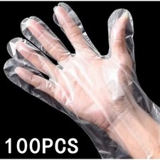 Clear Plastic Food Service Gloves - 4 Sizes - Disposable Kitchen Embossed Poly