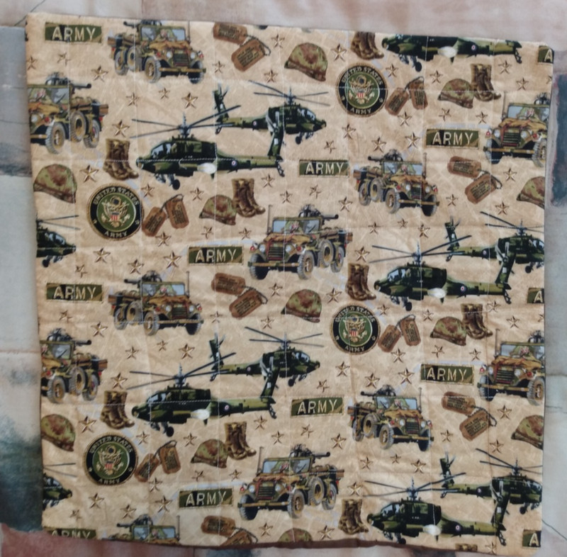 HAND MADE PILLOW COVER (MILATARY EQUIPMENT) 16 BY 16 INCHES