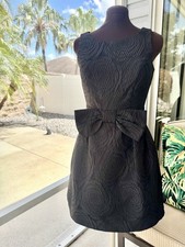 Spiegel Little Black Dress Big Bow Jacquard Floral Size 6 Flowers