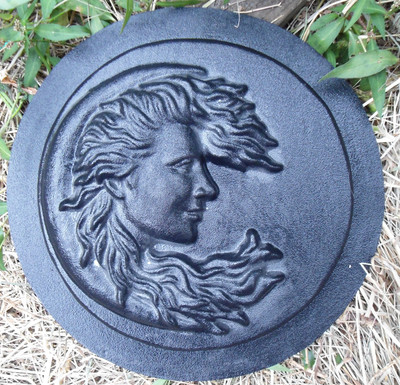 Lady moon face mold concrete plaster casting mould 10.5'' x over 1'' thick