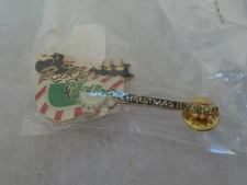 Hard Rock Cafe pin Fukuoka Christmas 2002 Guitar with Santa in Sleigh