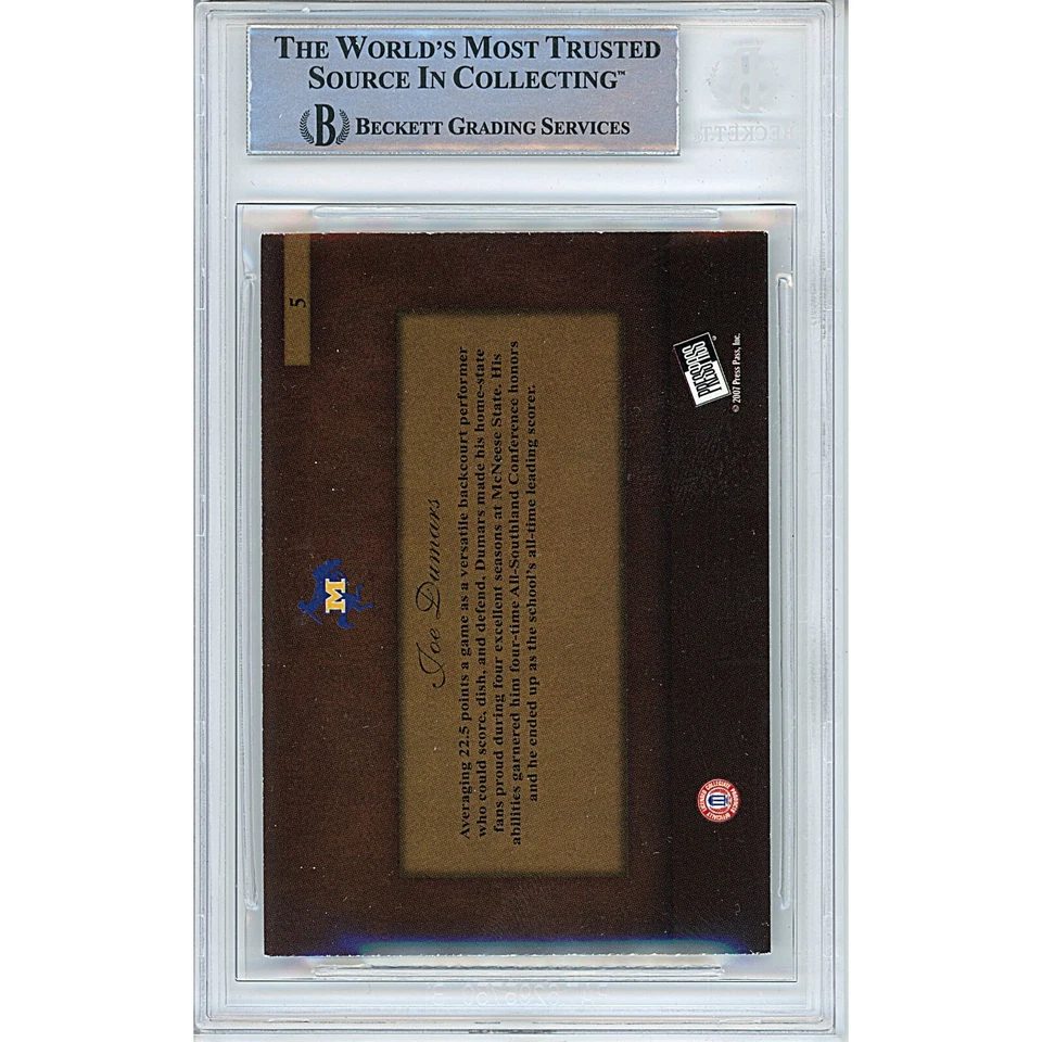 Joe Dumars Signed 2007-08 Press Pass Legends #5 Pistons Beckett BAs Slabbed Auto - Image 4 of 4