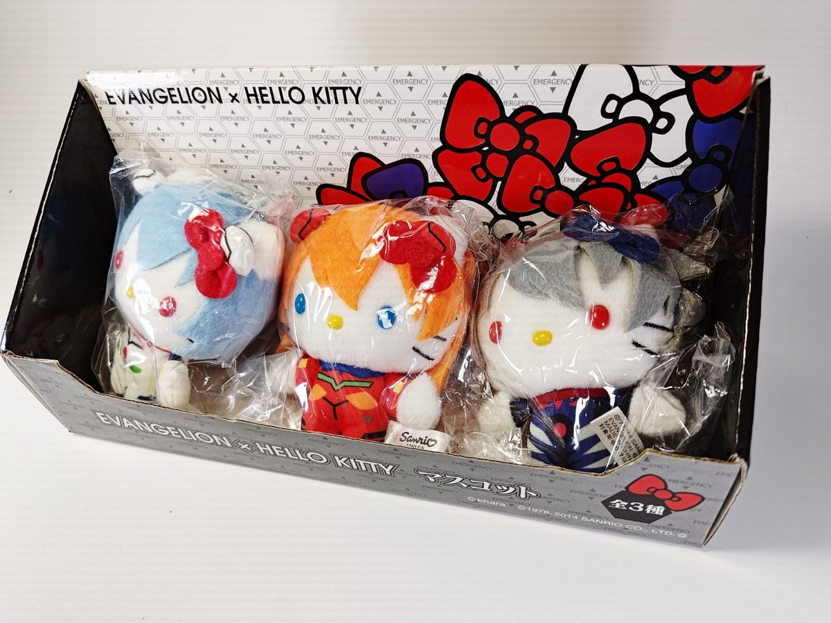 EVANGELION HELLO KITTY ぷっくりマスコット　Sanrio Neon Genesis Evangelion Eva X Hello Kitty Plush Toy REI and