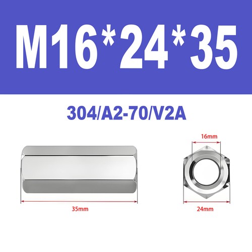 Langmuttern Gewindemuffen Niro M2-M24 Edelstahl A2 V2A DIN 6334 Außensechskant - Bild 127 von 155