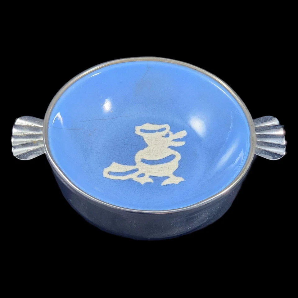 Juego de 2 platos de calentamiento para bebés vintage años 50 MCM niño azul claro patos cuencos divididos Foto 3 de 4