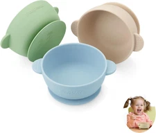 Pandaear 3 Pack Baby Bowls with Suction| Stay Put Silicone Food Bowl for Babies