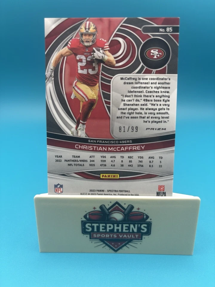 Christian McCaffery 2023 -Panini Spectra Celestial Prizm #85 / 49ers 81/99 - Image 2 of 4