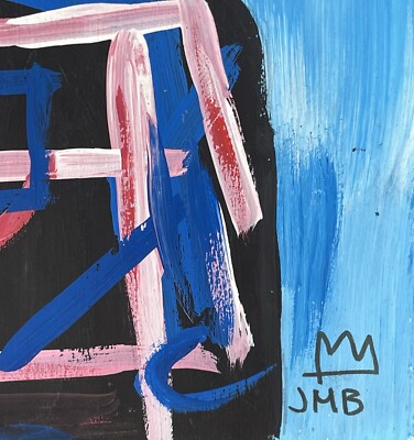 Jean-Michel Basquiat (Handmade) Drawing On old Paper Signed