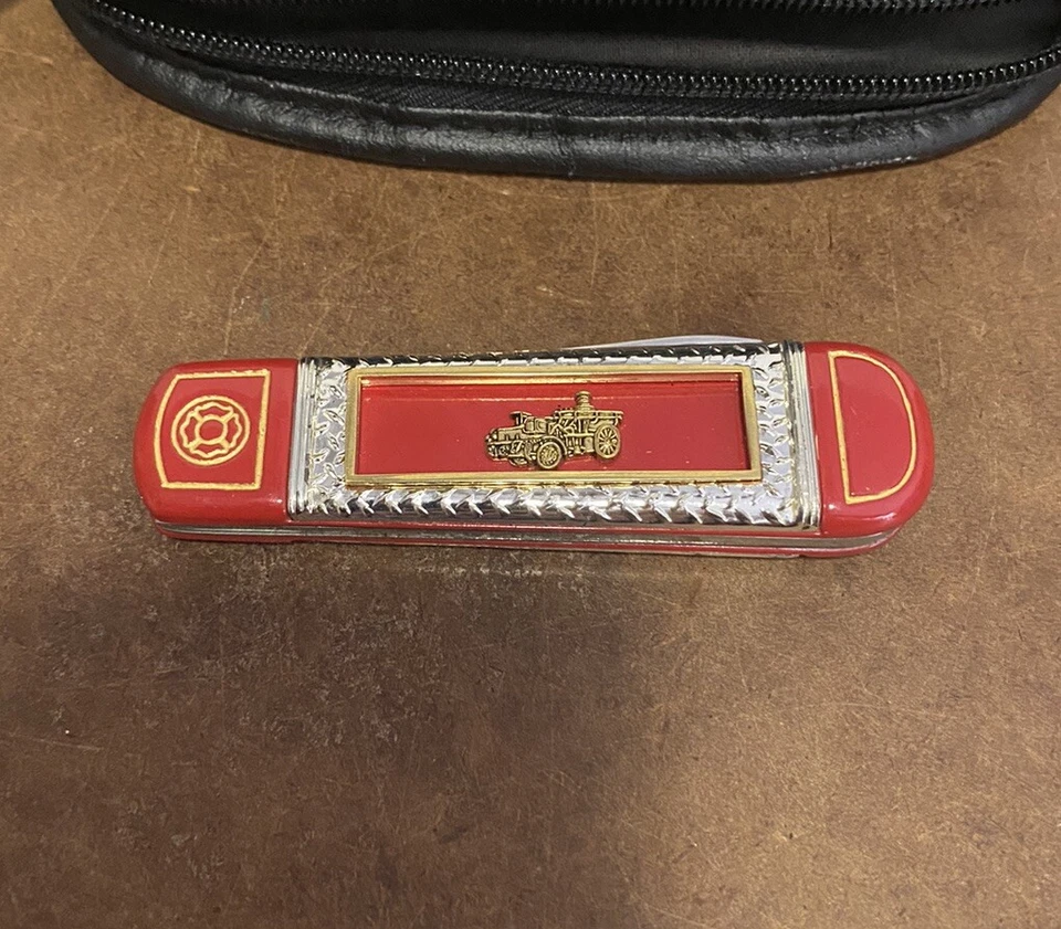 FRANKLIN MINT KNIFE IN ZIPPER POUCH COLLECTOR KNIFE FIRE FIGHTER AMOSKEAG PUMPER - Image 2 of 3