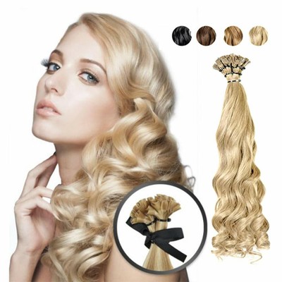 100s U Nail Tip Pre Bonded Keratin Fusion Remy Loose Wave Human