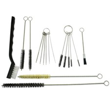 17pc Spray Gun Rifle Pistol Cleaning Brush Set - Black White Nylon Tube Nozzles