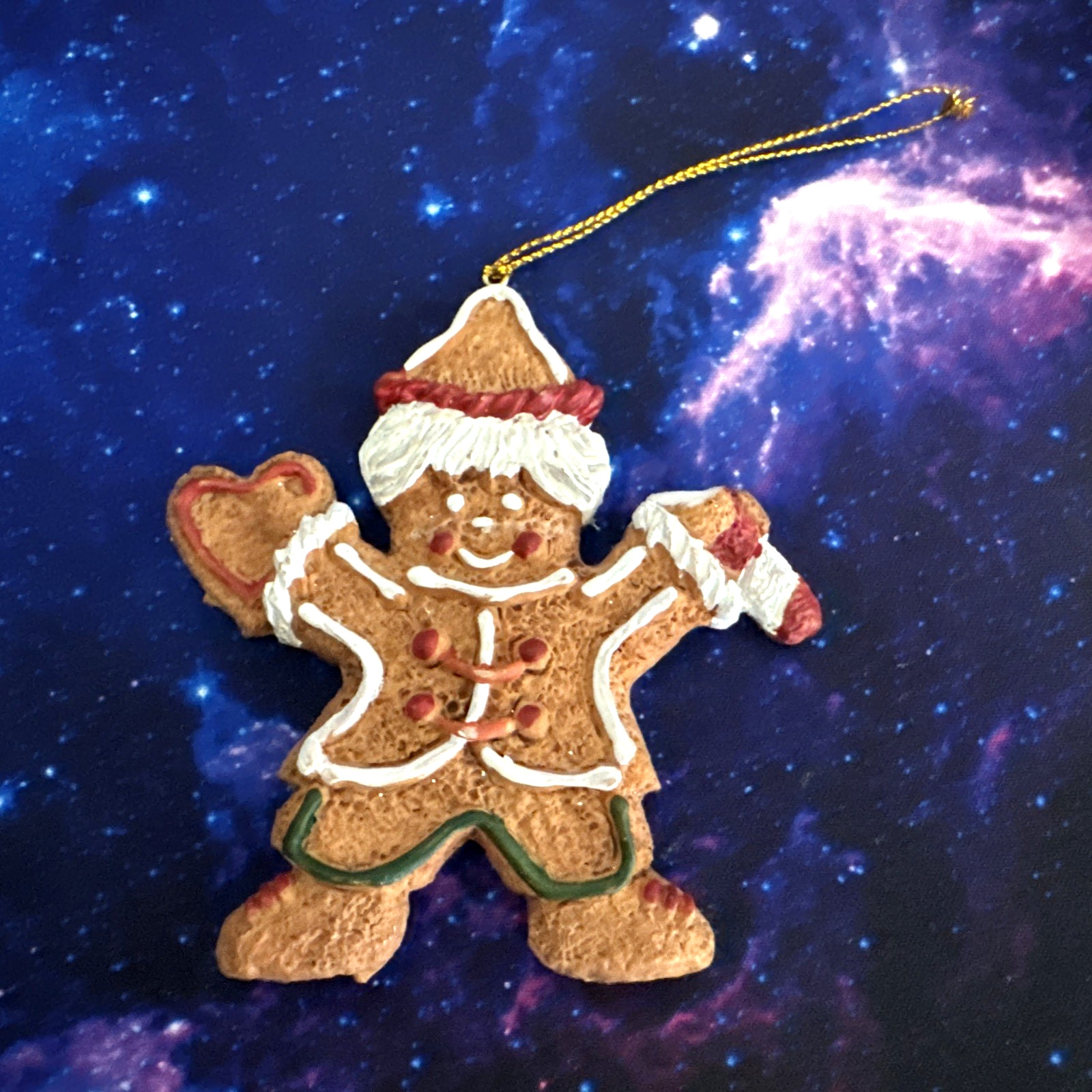 Gingerbread Man Heart Mittens Christmas Ornament 3.5” x 3.5”