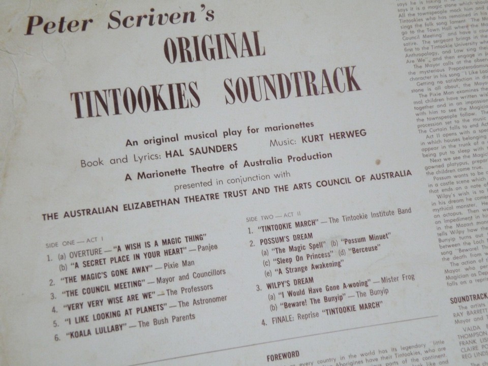 THEATRE OF AUSTRALIA*PETER SCRIVEN'S TINTOOKIES SOUNDTRACK