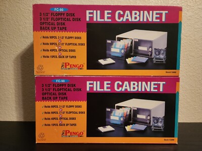 PENGO FILE Cabinet 3 1/2  Floppy Disk, Floptical Disk 2 Cabinets One New 
