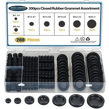 200Pcs Black Rubber Grommet Kit High Quality Insulated Dust Proof For Cables