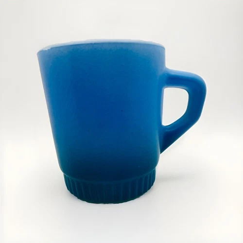 Vintage FIRE KING Blue Ombre Stackable Coffee Cup Mug D Handle Anchor Hocking