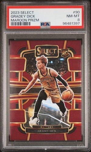2023-24 Panini Select Maroon Prizm #90 Gradey Dick Raptors RC Rookie /175 PSA 8
