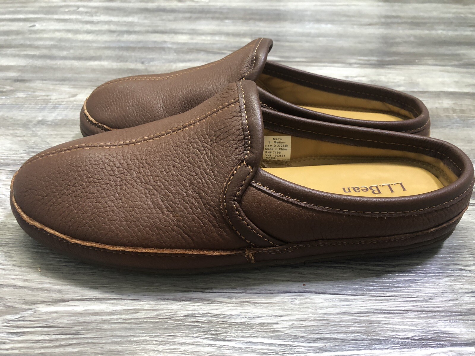 LL BEAN Elkhide Elk Leather Men's Slippers Men's Size 9M Scuffs Bedroom