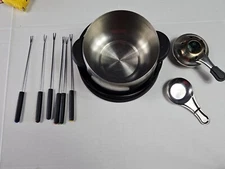 Japan Made Stainless Steel Saucepan and Tray, Fondue Set