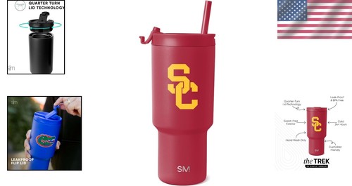 Travel-Friendly 30oz USC Trojans Tumbler with Straws - Insulated Stainless Steel - Picture 2 of 6