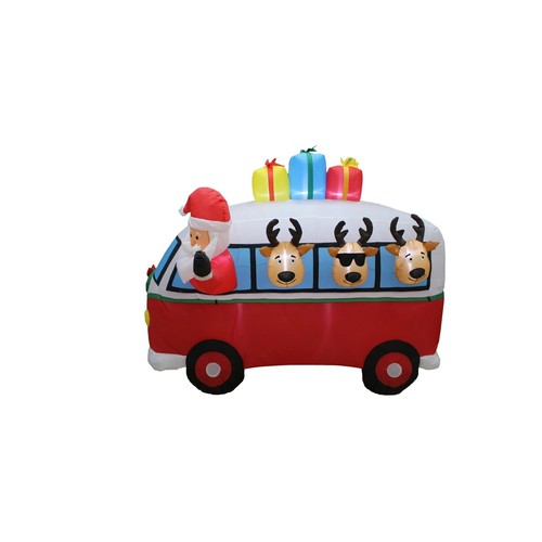 Holiday Time 7.5’ Wide Vintage Holiday Bus Santa Inflatable Christmas Decoration - Picture 3 of 4