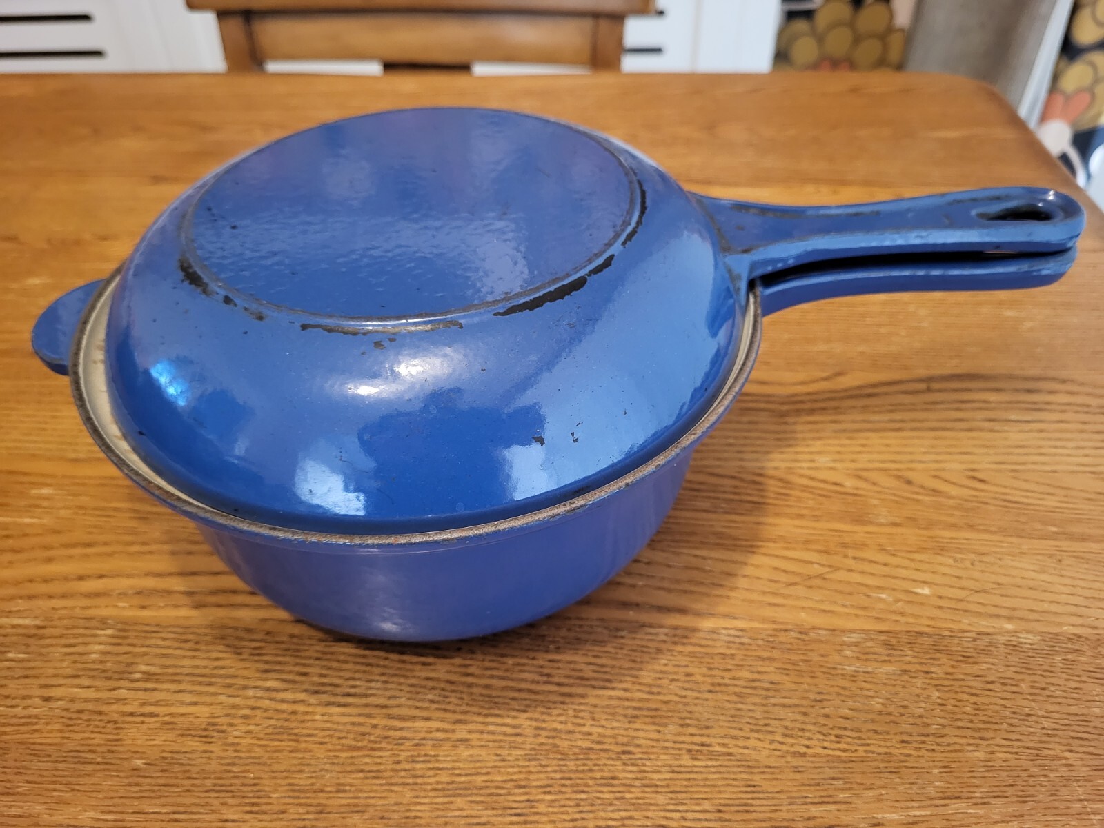 LE CREUSET 2 in 1 Marmitout Saucepan Frying Pan cast iron Blue 22cm eBay